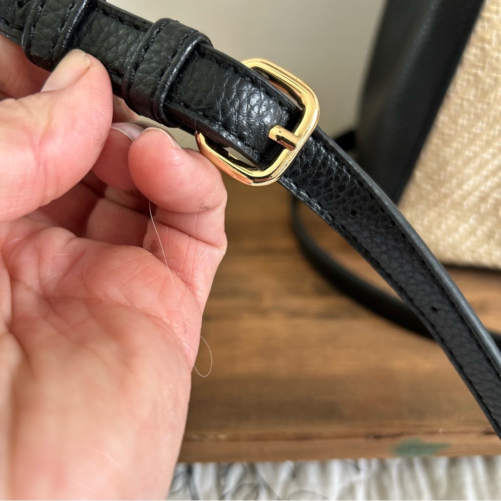 Anne Klein Black and Tan Woven Handle Bag - Picture 4 of 13